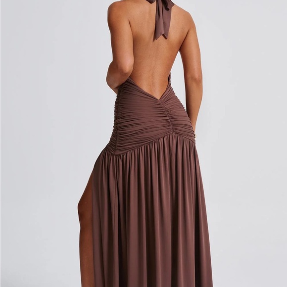 Babyboo Brown Halter Melania Maxi Dress - Picture 2 of 6